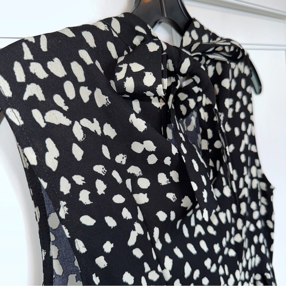 Black and White Halter Tiered Dress Soft Dot Midi Ruffle Size Small Coastal Y2K - Picture 5 of 11